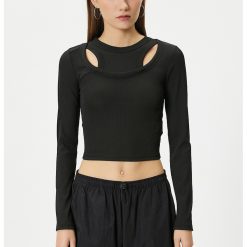 Bluza crop cu decupaje-FEMEI/IMBRACAMINTE/Bluze-IMBRACAMINTE/Bluze