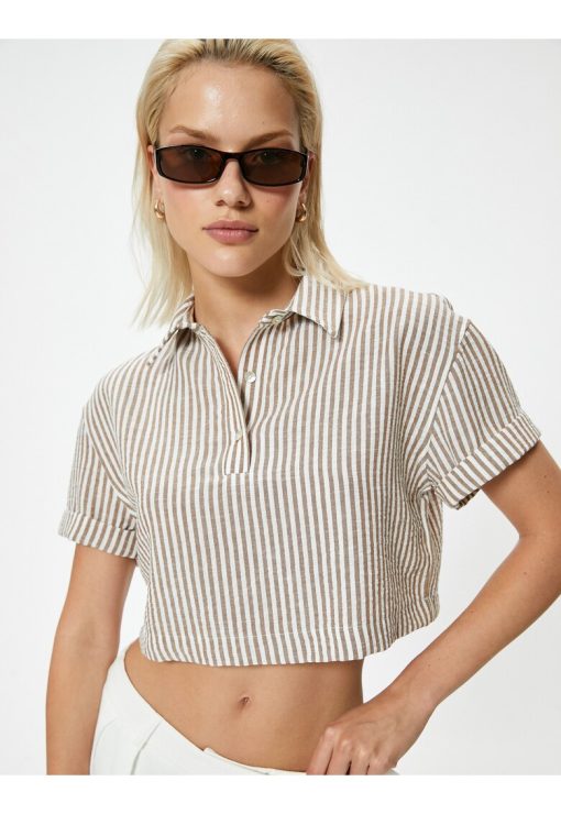 Bluza crop cu dungi-FEMEI/IMBRACAMINTE/Bluze-IMBRACAMINTE/Bluze