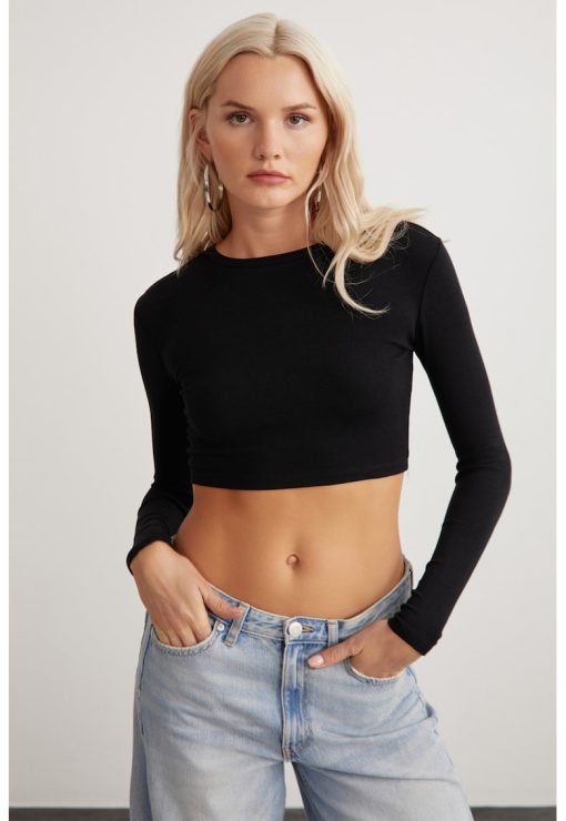 Bluza crop de bumbac-FEMEI/IMBRACAMINTE/Bluze-IMBRACAMINTE/Bluze