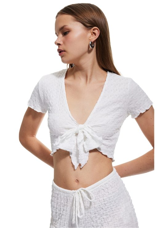 Bluza crop texturata-FEMEI/IMBRACAMINTE/Bluze-IMBRACAMINTE/Bluze