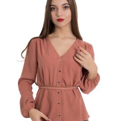 Bluza cu decolteu in V si fenta cu nasturi Fiona-FEMEI/IMBRACAMINTE/Bluze-IMBRACAMINTE/Bluze