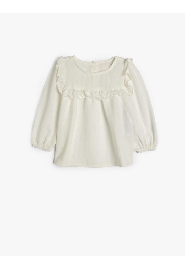 Bluza cu decolteu rotund - model in dungi si volane-FETE/IMBRACAMINTE/Bluze-IMBRACAMINTE/Bluze