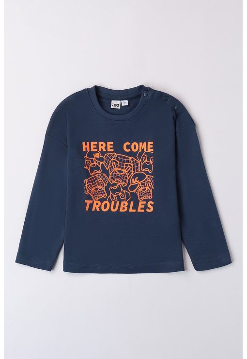 Bluza cu decolteu rotund si model grafic-BAIETI/IMBRACAMINTE/Bluze-IMBRACAMINTE/Bluze