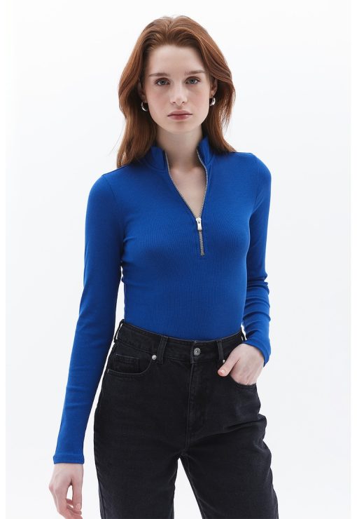 Bluza cu fenta cu fermoar-FEMEI/IMBRACAMINTE/Bluze-IMBRACAMINTE/Bluze