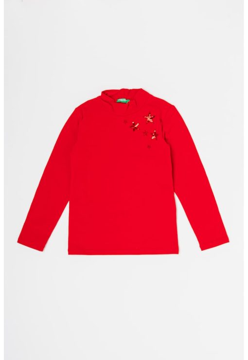 Bluza cu guler inalt si paiete-FETE/IMBRACAMINTE/Bluze-IMBRACAMINTE/Bluze