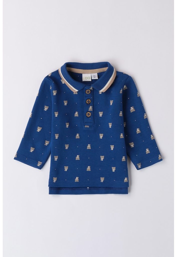 Bluza cu guler polo si model cu ursulet-BAIETI/IMBRACAMINTE/Bluze-IMBRACAMINTE/Bluze