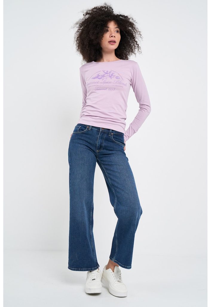 Bluza cu imprimeu floral si text-FEMEI/IMBRACAMINTE/Bluze-IMBRACAMINTE/Bluze