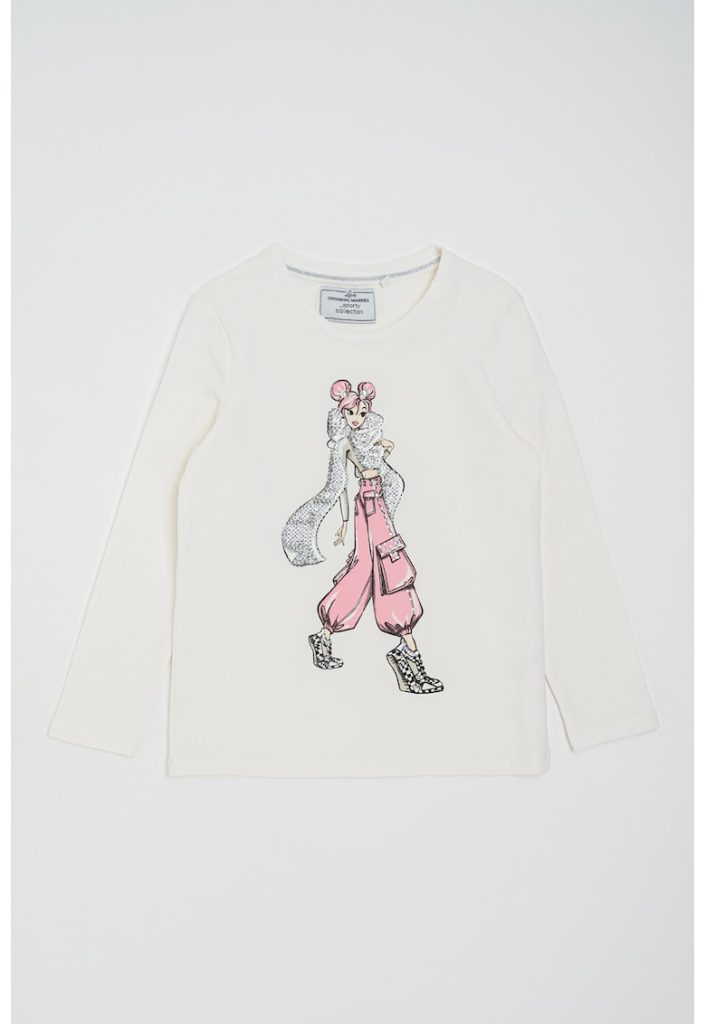 Bluza cu imprimeu si aplicatii din paiete-FETE/IMBRACAMINTE/Bluze-IMBRACAMINTE/Bluze