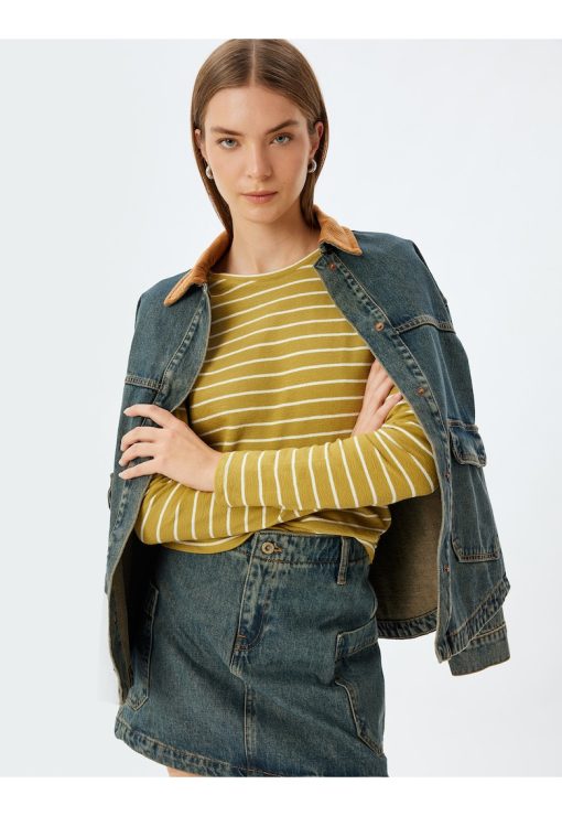 Bluza cu maneci lungi si model in dungi-FEMEI/IMBRACAMINTE/Bluze-IMBRACAMINTE/Bluze