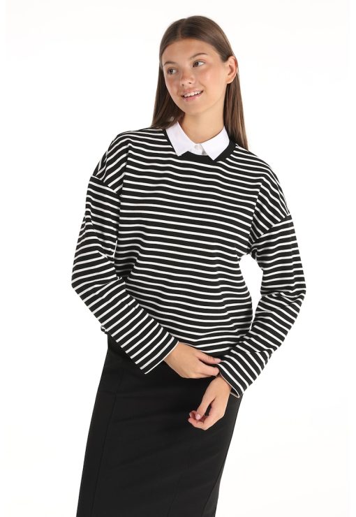 Bluza cu model in dungi si maneci cazute-FEMEI/IMBRACAMINTE/Bluze-IMBRACAMINTE/Bluze