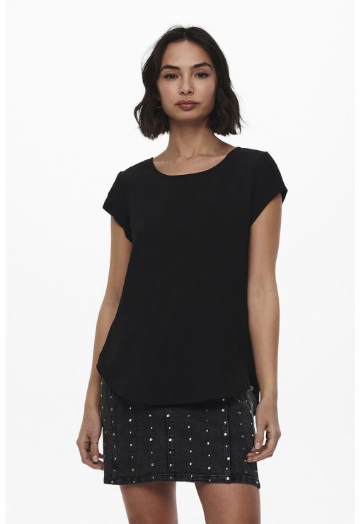 Bluza cu terminatie asimetrica si maneci scurte-FEMEI/IMBRACAMINTE/Bluze-IMBRACAMINTE/Bluze