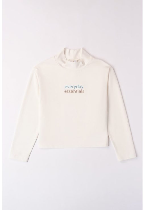 Bluza cu text si guler scurt-FETE/IMBRACAMINTE/Bluze-IMBRACAMINTE/Bluze