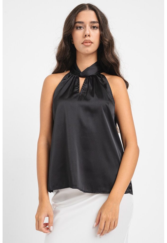 Bluza de satin cu decolteu halter Rei-FEMEI/IMBRACAMINTE/Bluze-IMBRACAMINTE/Bluze