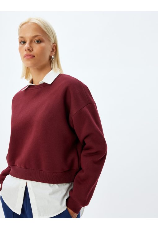 Bluza de trening cu decolteu la baza gatului si maneci cazute-FEMEI/IMBRACAMINTE/Hanorace-IMBRACAMINTE/Hanorace