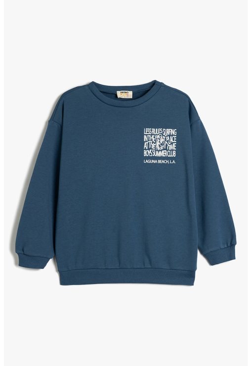 Bluza de trening cu decolteu rotund si imprimeu-BAIETI/IMBRACAMINTE/Bluze-IMBRACAMINTE/Bluze