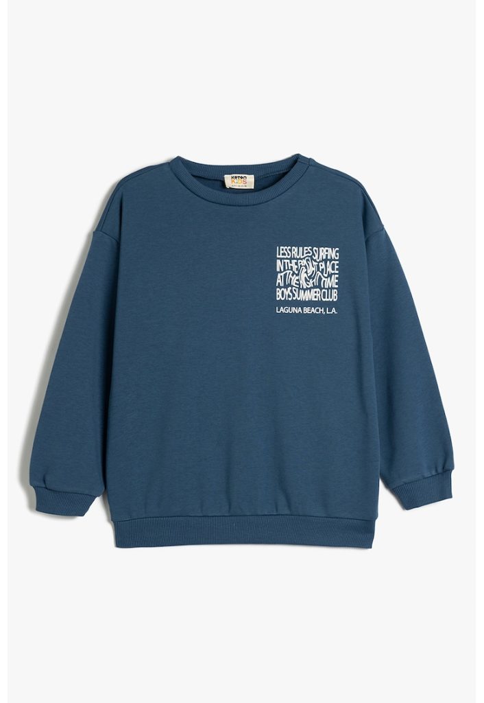 Bluza de trening cu decolteu rotund si imprimeu-BAIETI/IMBRACAMINTE/Bluze-IMBRACAMINTE/Bluze