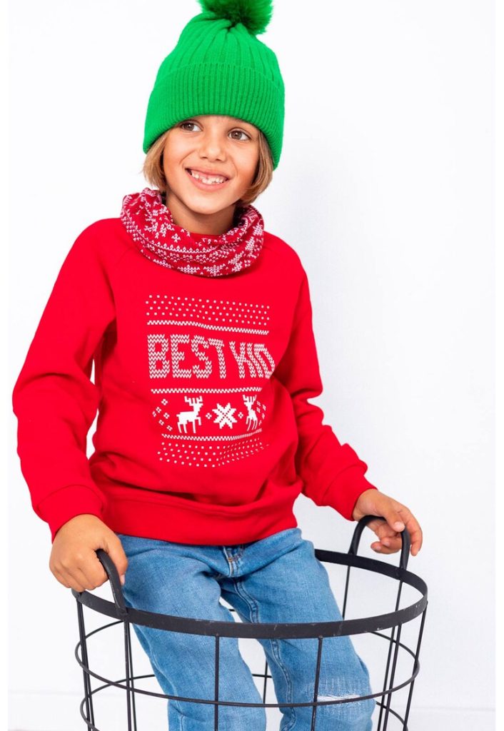 Bluza de trening cu tematica de Craciun si maneci raglan-FETE/IMBRACAMINTE/Bluze-IMBRACAMINTE/Bluze