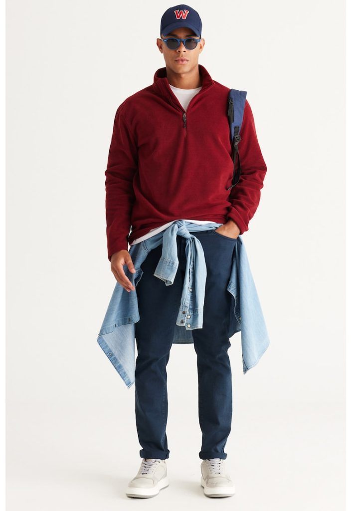 Bluza de trening de fleece cu fenta cu fermoar-BARBATI/IMBRACAMINTE/Hanorace-IMBRACAMINTE/Hanorace