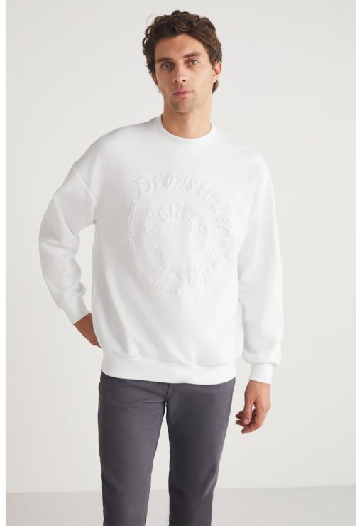 Bluza de trening din amestec de bumbac cu decolteu la baza gatului-BARBATI/IMBRACAMINTE/Hanorace-IMBRACAMINTE/Hanorace