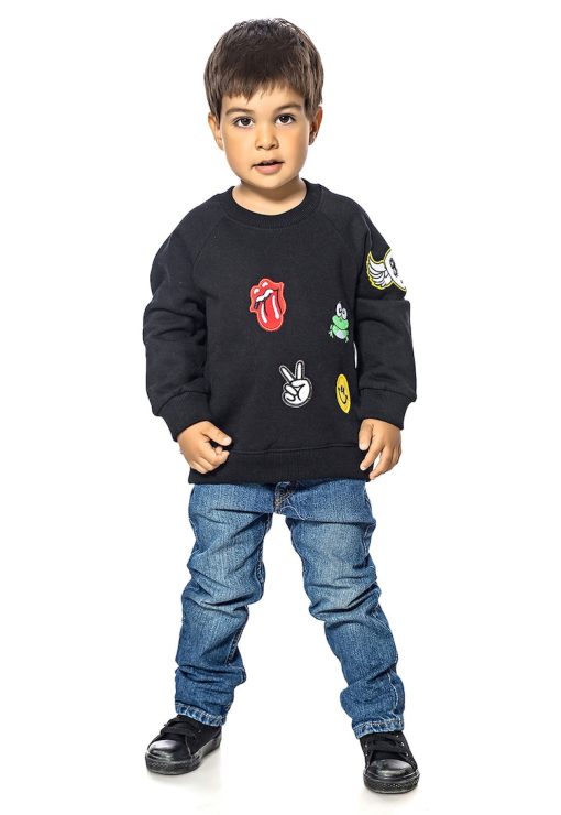 Bluza de trening din bumbac cu decolteu la baza gatului-FETE/IMBRACAMINTE/Bluze-IMBRACAMINTE/Bluze