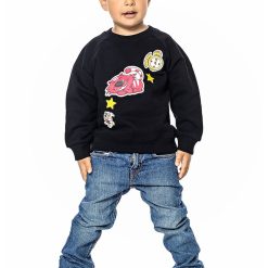 Bluza de trening din bumbac cu decolteu la baza gatului si imprimeu de Craciun-FETE/IMBRACAMINTE/Bluze-IMBRACAMINTE/Bluze