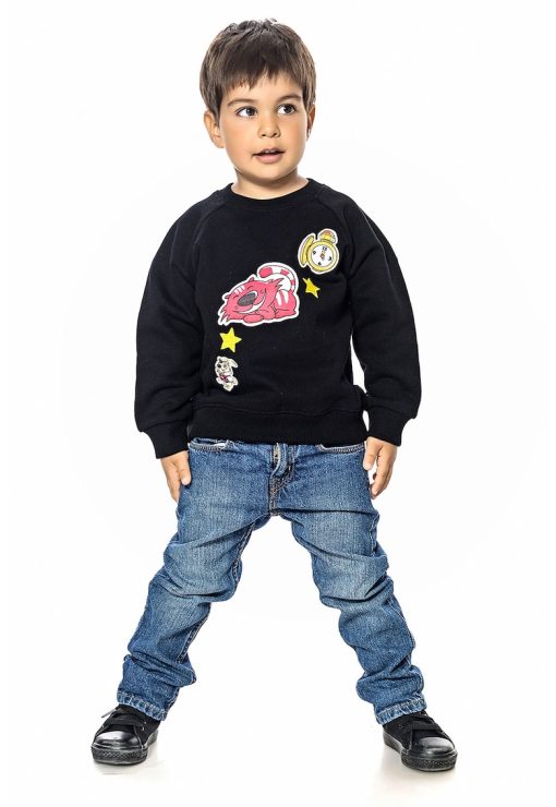 Bluza de trening din bumbac cu decolteu la baza gatului si imprimeu de Craciun-FETE/IMBRACAMINTE/Bluze-IMBRACAMINTE/Bluze