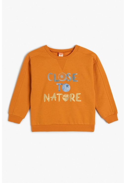 Bluza de trening din bumbac cu imprimeu text-BAIETI/IMBRACAMINTE/Bluze-IMBRACAMINTE/Bluze