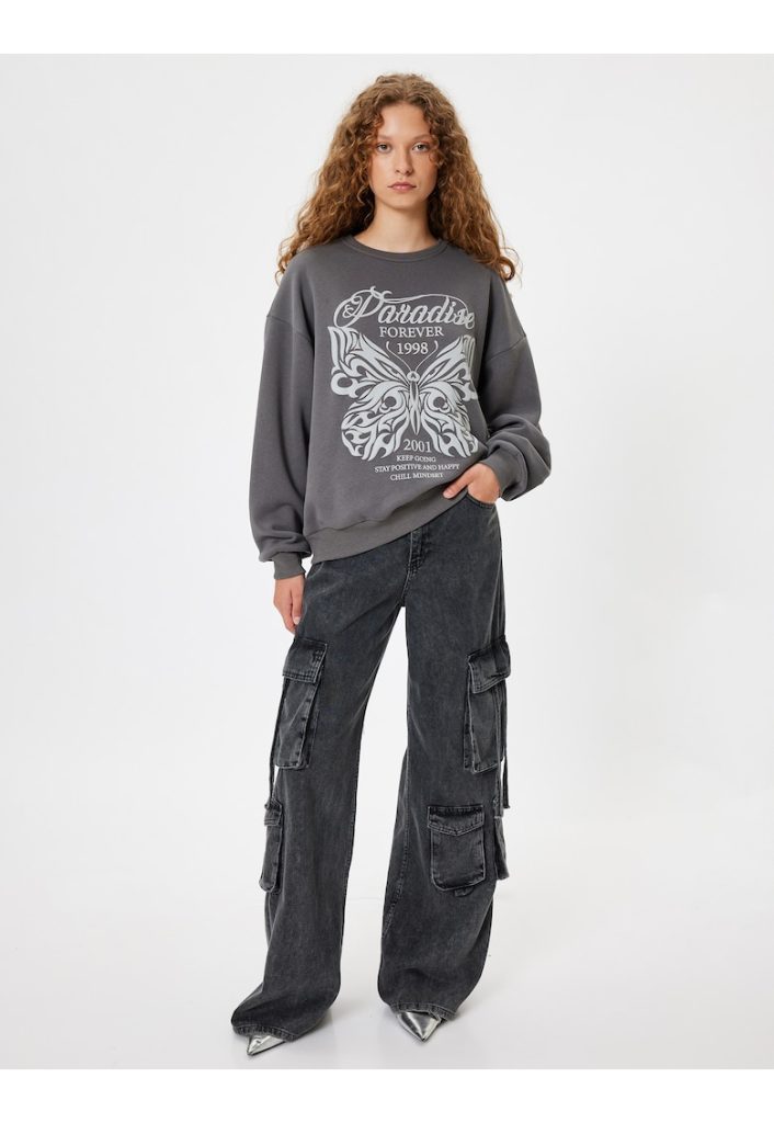 Bluza de trening supradimensionata cu maneci cazute-FEMEI/IMBRACAMINTE/Hanorace-IMBRACAMINTE/Hanorace