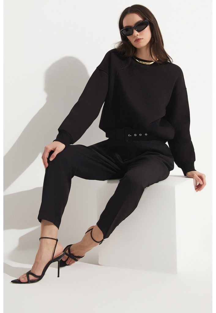 Bluza de trening uni cu maneci cazute-FEMEI/IMBRACAMINTE/Hanorace-IMBRACAMINTE/Hanorace