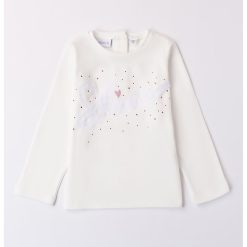 Bluza din amestec de bumbac cu decolteu rotund-FETE/IMBRACAMINTE/Bluze-IMBRACAMINTE/Bluze