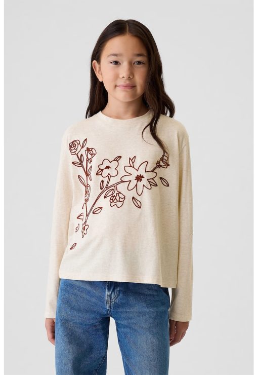 Bluza din bumbac cu decolteu rotund-FETE/IMBRACAMINTE/Bluze-IMBRACAMINTE/Bluze