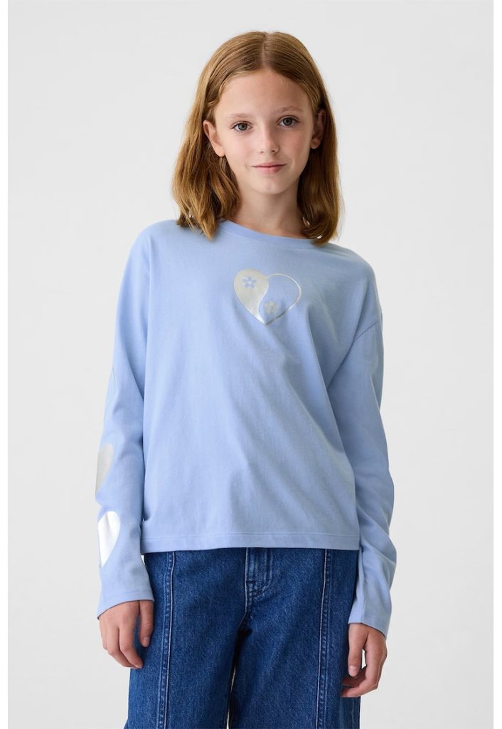 Bluza din bumbac cu decolteu rotund-FETE/IMBRACAMINTE/Bluze-IMBRACAMINTE/Bluze