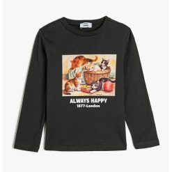 Bluza din bumbac cu imprimeu grafic-FETE/IMBRACAMINTE/Bluze-IMBRACAMINTE/Bluze
