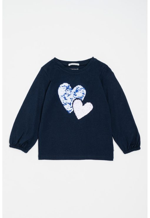 Bluza din bumbac cu inimi din paiete-FETE/IMBRACAMINTE/Bluze-IMBRACAMINTE/Bluze