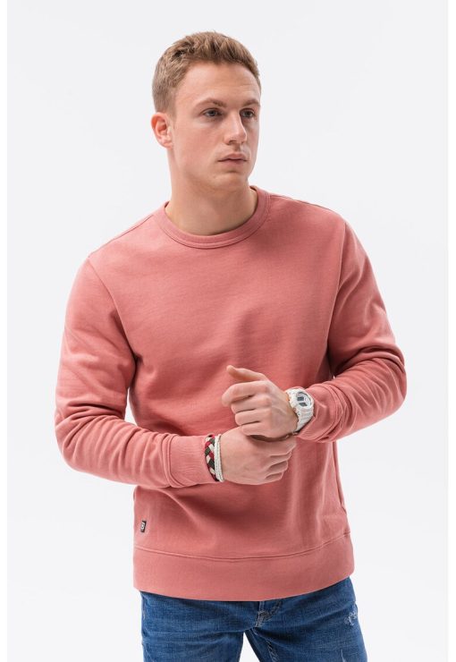 Bluza sport de bumbac cu decolteu la baza gatului - Roz prafuit --BARBATI/IMBRACAMINTE/Hanorace-IMBRACAMINTE/Hanorace