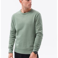 Bluza sport de bumbac cu decolteu la baza gatului - Verde deschis --BARBATI/IMBRACAMINTE/Hanorace-IMBRACAMINTE/Hanorace