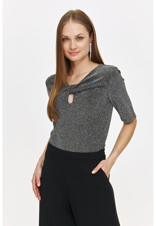 Bluza stralucitoare cu nod frontal-FEMEI/IMBRACAMINTE/Bluze-IMBRACAMINTE/Bluze