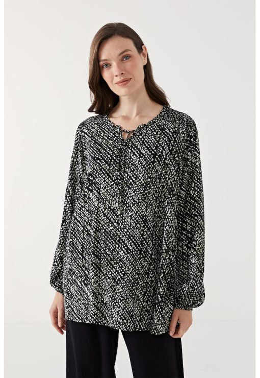 Bluza-tunica cu imprimeu-FEMEI/IMBRACAMINTE/Bluze-IMBRACAMINTE/Bluze