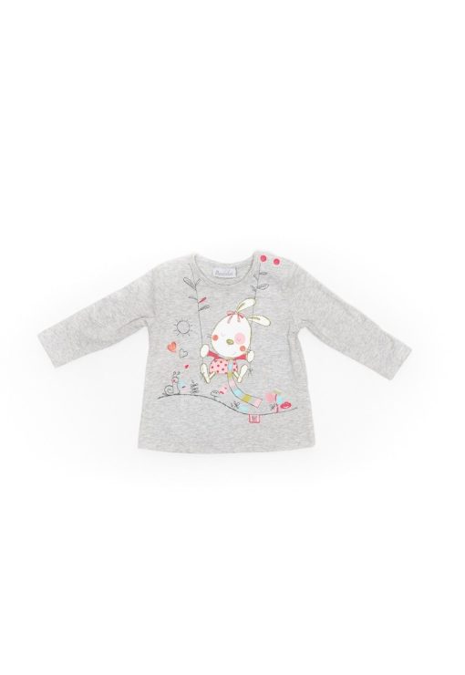 Bluzita fetite -  din bumbac - gri - 22625 - 68 cm - Gri-BAIETI/IMBRACAMINTE/Bluze-IMBRACAMINTE/Bluze