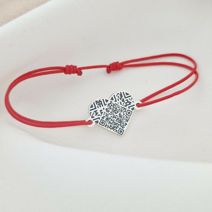 Bratara QR Code - Mesaje din inima - Argint 925 - Snur reglabil-Personalizate >> Tip Bijuterie >> Bijuterii cu QR code