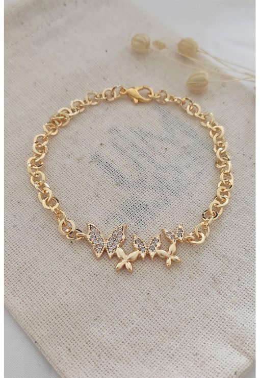 Bratara cu fluturi si zirconia-FEMEI/GENTI SI ACCESORII/Bijuterii-GENTI SI ACCESORII/Bijuterii