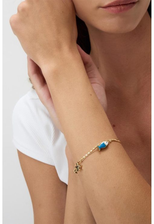 Bratara din alama cu talismane in forma de peste-FEMEI/GENTI SI ACCESORII/Bijuterii-GENTI SI ACCESORII/Bijuterii