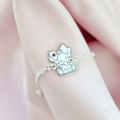 Bratara elefantel - cu Piatra pretioasa - Argint 925 Rodiat - Cu lantisor fata/baiat-Toate >> Argint 925 >> Bratari Argint Copii >> Noutati