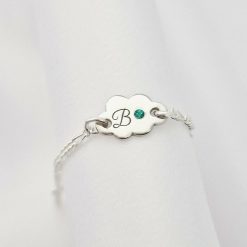 Bratara norisor - persoalizata cu initiala si Piatra pretioasa - Argint 925 Rodiat - Cu lantisor fata/baiat-Toate >> Argint 925 >> Bratari Argint Copii >> Noutati