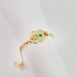 Bratara norisor - persoalizata cu initiala si Piatra pretioasa - Argint 925 placat cu Aur Galben 18K - Cu lantisor fata/baiat-Toate >> Argint 925 >> Bratari Argint Copii >> Noutati