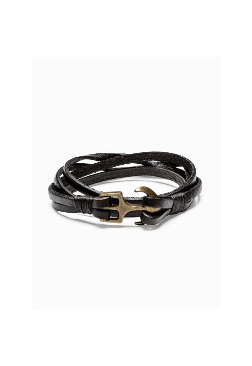 Bratara pentru barbati -  A205 - Piele - 39 cm - Negru-BARBATI/GENTI SI ACCESORII/Bijuterii-GENTI SI ACCESORII/Bijuterii