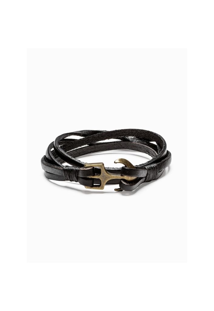 Bratara pentru barbati -  A205 - Piele - 39 cm - Negru-BARBATI/GENTI SI ACCESORII/Bijuterii-GENTI SI ACCESORII/Bijuterii