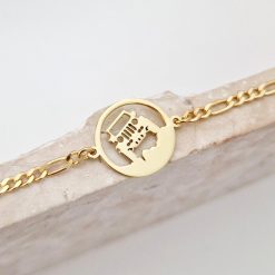 Bratara personalizata - Disc decupat cu simbol masina off road - Argint 925 placat cu Aur Galben 18K - bratara barbati cu lant-Toate >> Argint 925 >> Bratari Argint >> Noutati