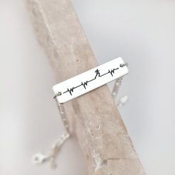 Bratara personalizata - Placuta cu bataia inimii si alergator - Argint 925 - bratara barbati cu lant-Toate >> Argint 925 >> Bratari Argint >> Noutati