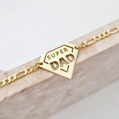 Bratara personalizata - Super Dad - Argint 925 placat cu Aur Galben 18K - bratara barbati cu lant-Toate >> Argint 925 >> Bratari Argint >> Noutati